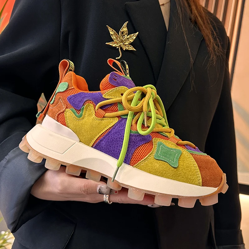 Mixed Media | Patchwork Chunky Sneakers - Image 3