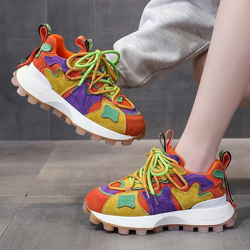 Mixed Media | Patchwork Chunky Sneakers - Image 2