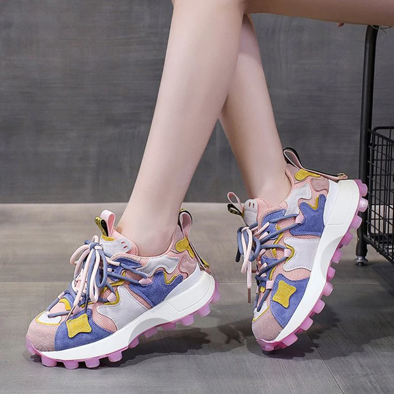 Mixed Media | Patchwork Chunky Sneakers - Image 5