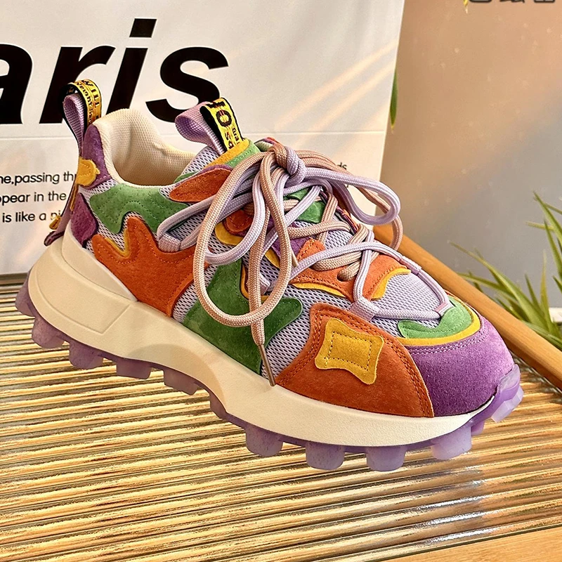 Mixed Media | Patchwork Chunky Sneakers - Image 6