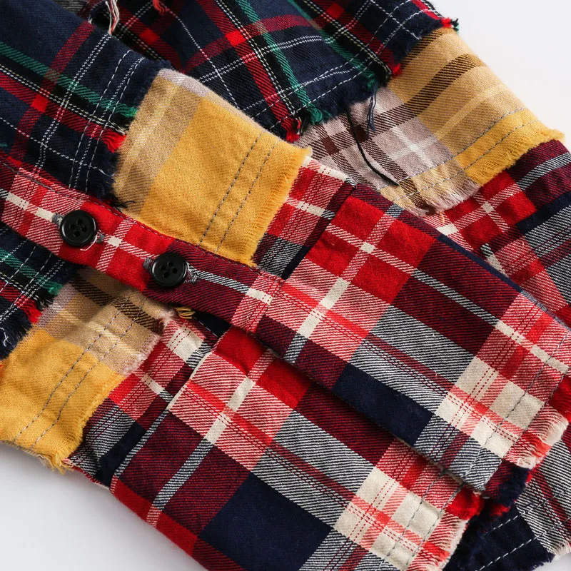 Unmatched | Raw-Edge Patchwork Plaid Overshirt - Image 4