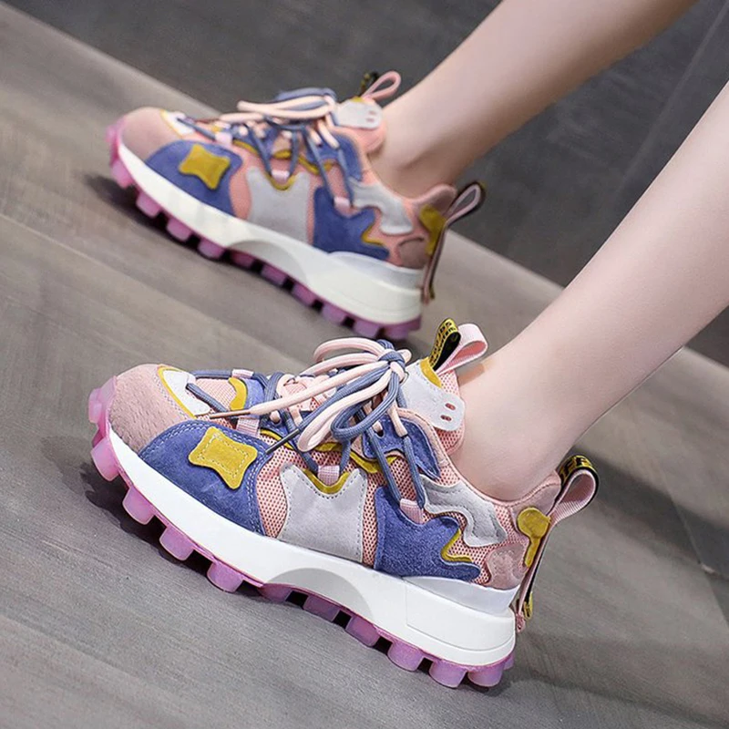 Mixed Media | Patchwork Chunky Sneakers - Image 4