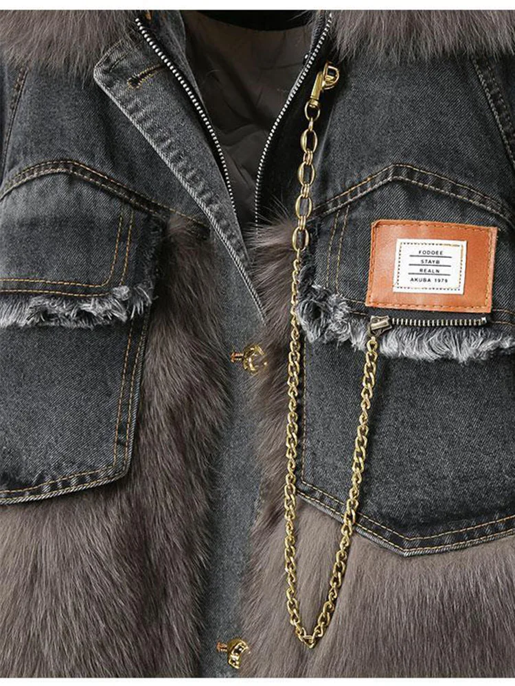 Mixed Signals | Plush-Panel Denim Coat - Image 6