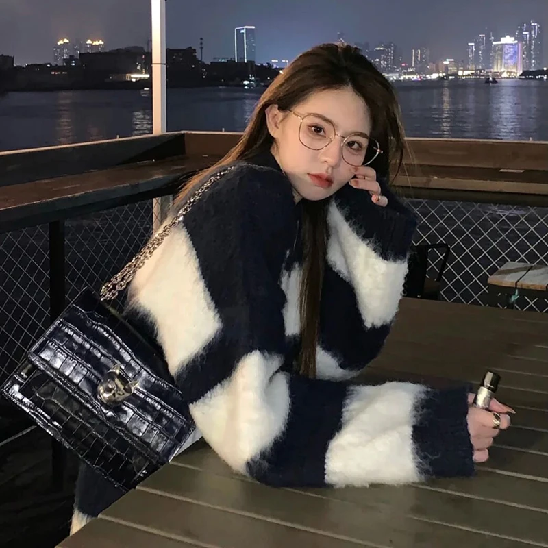 Soft Focus | Fuzzy Striped Sweater - Image 2