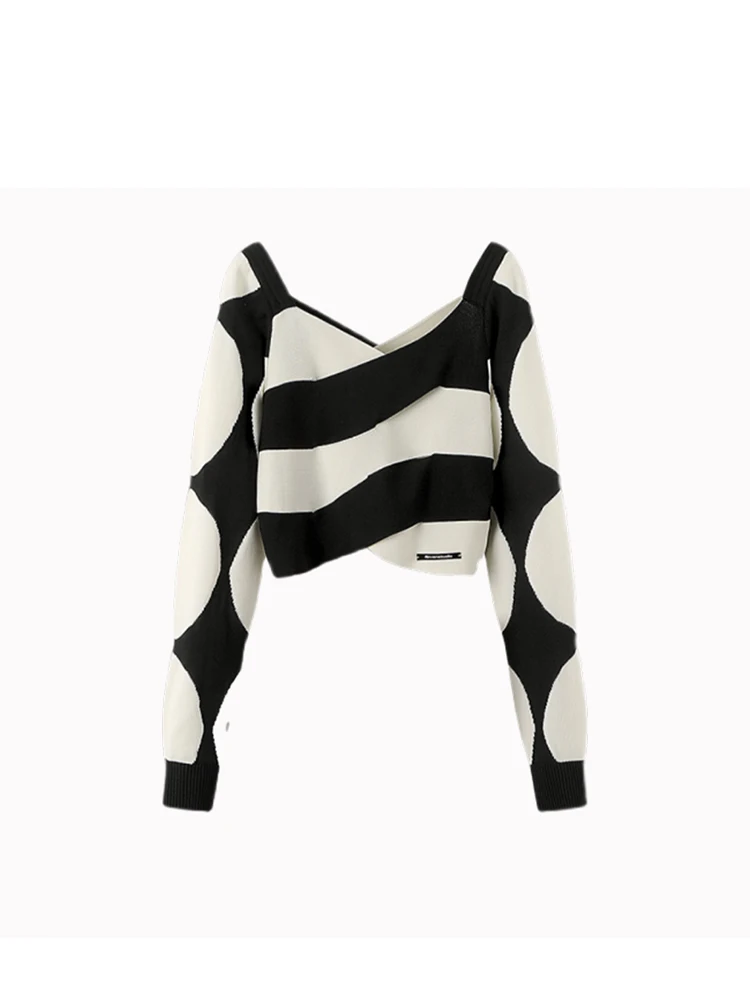 Crossed Lines | Asymmetric Wrap Knit Top - Image 2